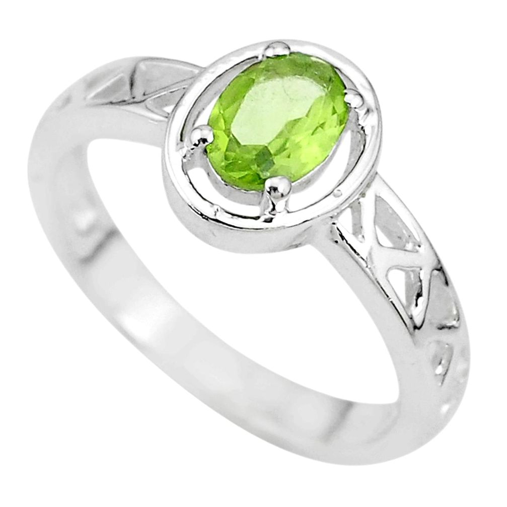 925 silver 1.51cts solitaire natural green peridot oval shape ring size 8 t8003