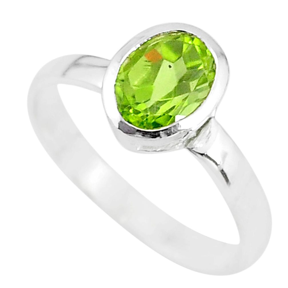 925 silver 2.05cts solitaire natural green peridot oval shape ring size 9 t7724