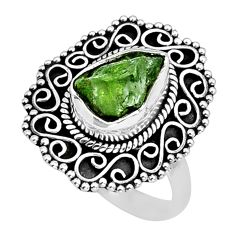 925 silver 4.88cts solitaire natural green peridot rough fancy ring size 8 y6606