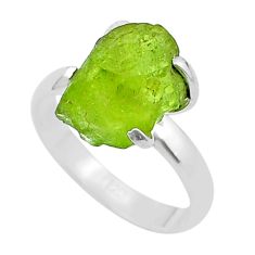 925 silver 6.81cts solitaire natural green peridot rough ring size 9 u38056