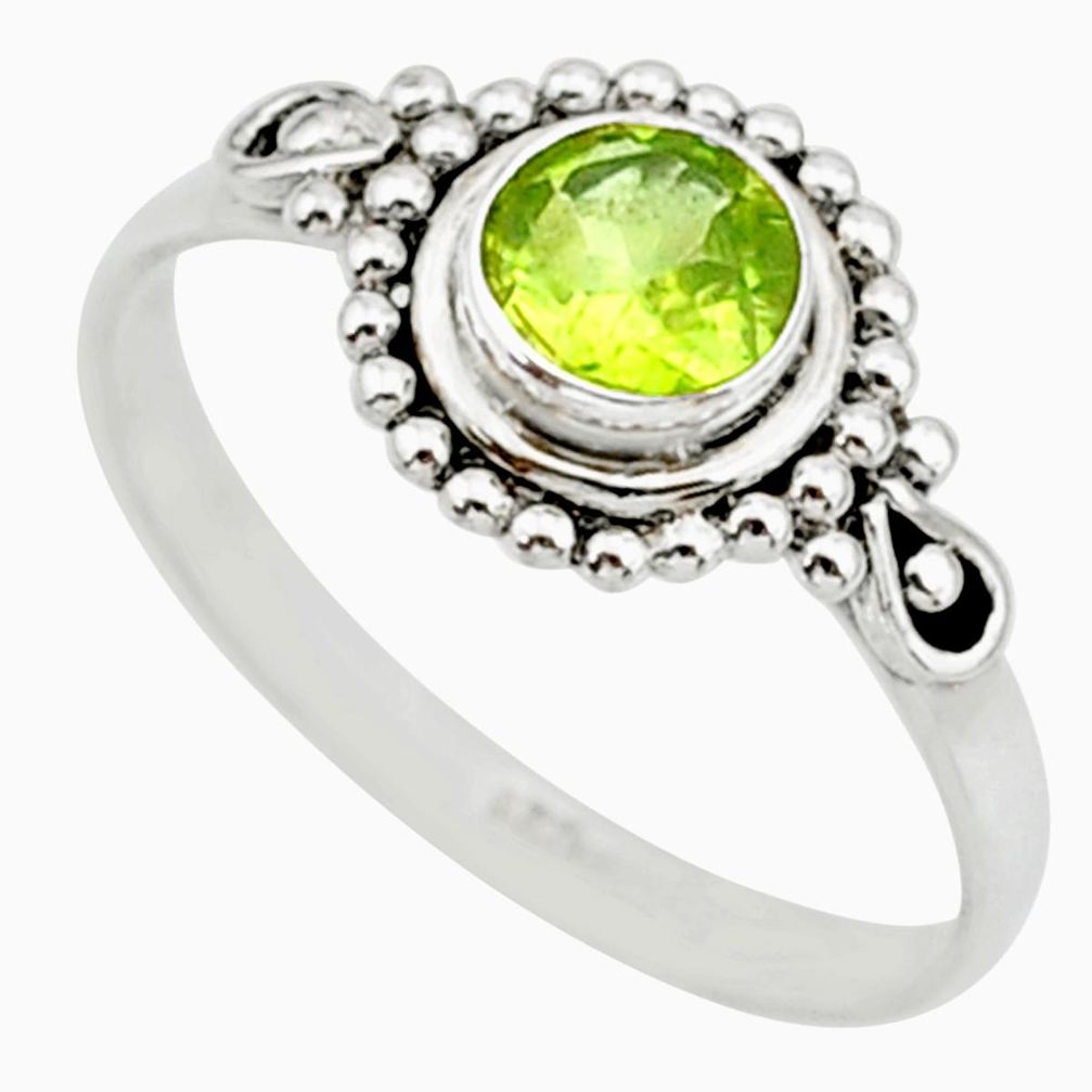 925 silver 0.81cts solitaire natural green peridot round ring size 7 r87327