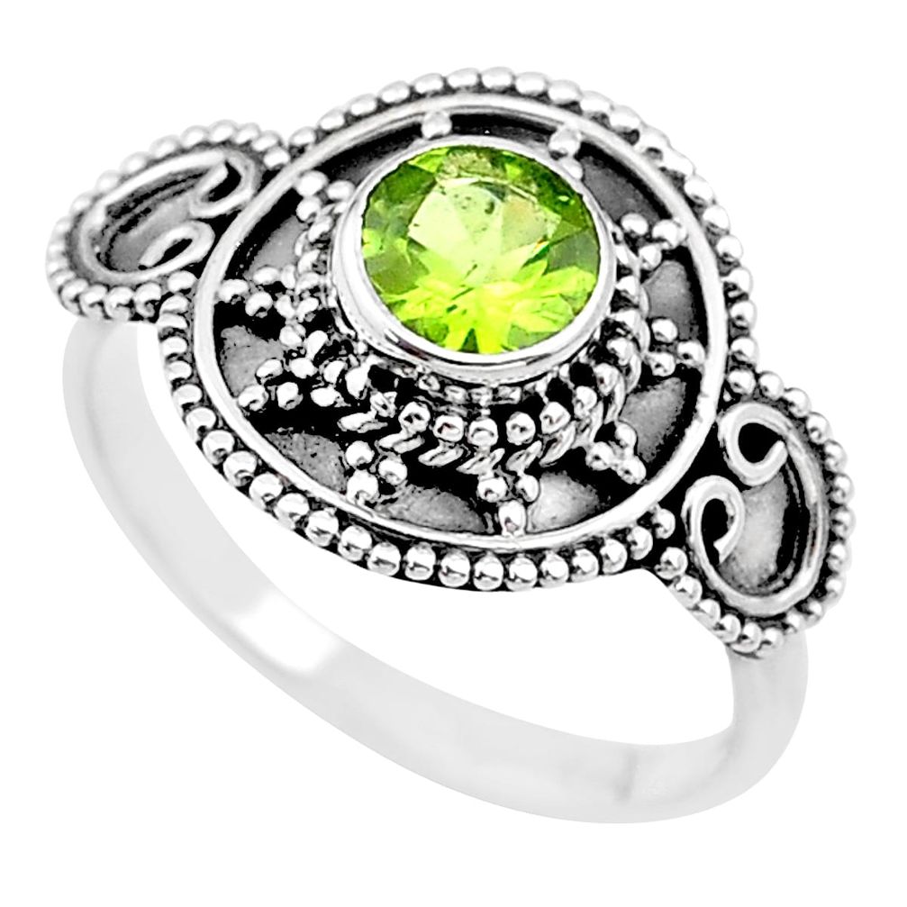 925 silver 1.11cts solitaire natural green peridot round ring size 7 t19920