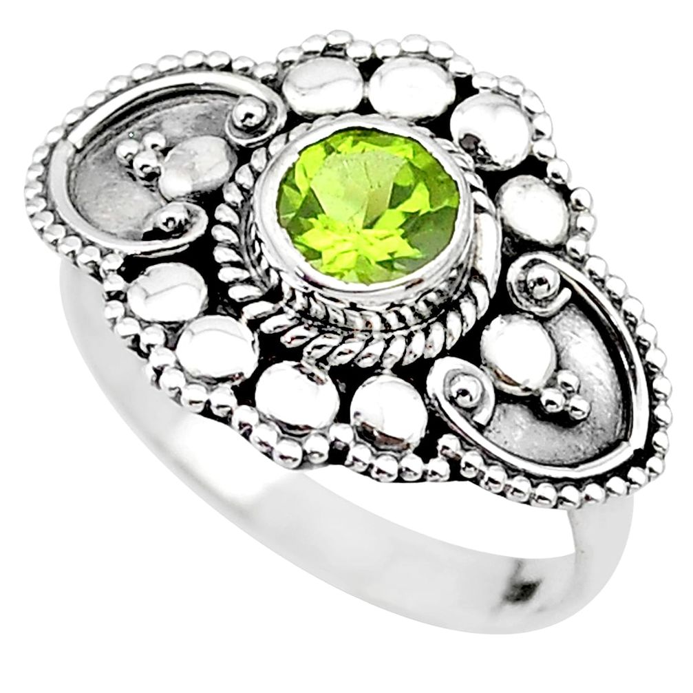 925 silver 1.15cts solitaire natural green peridot round ring size 8.5 t19938