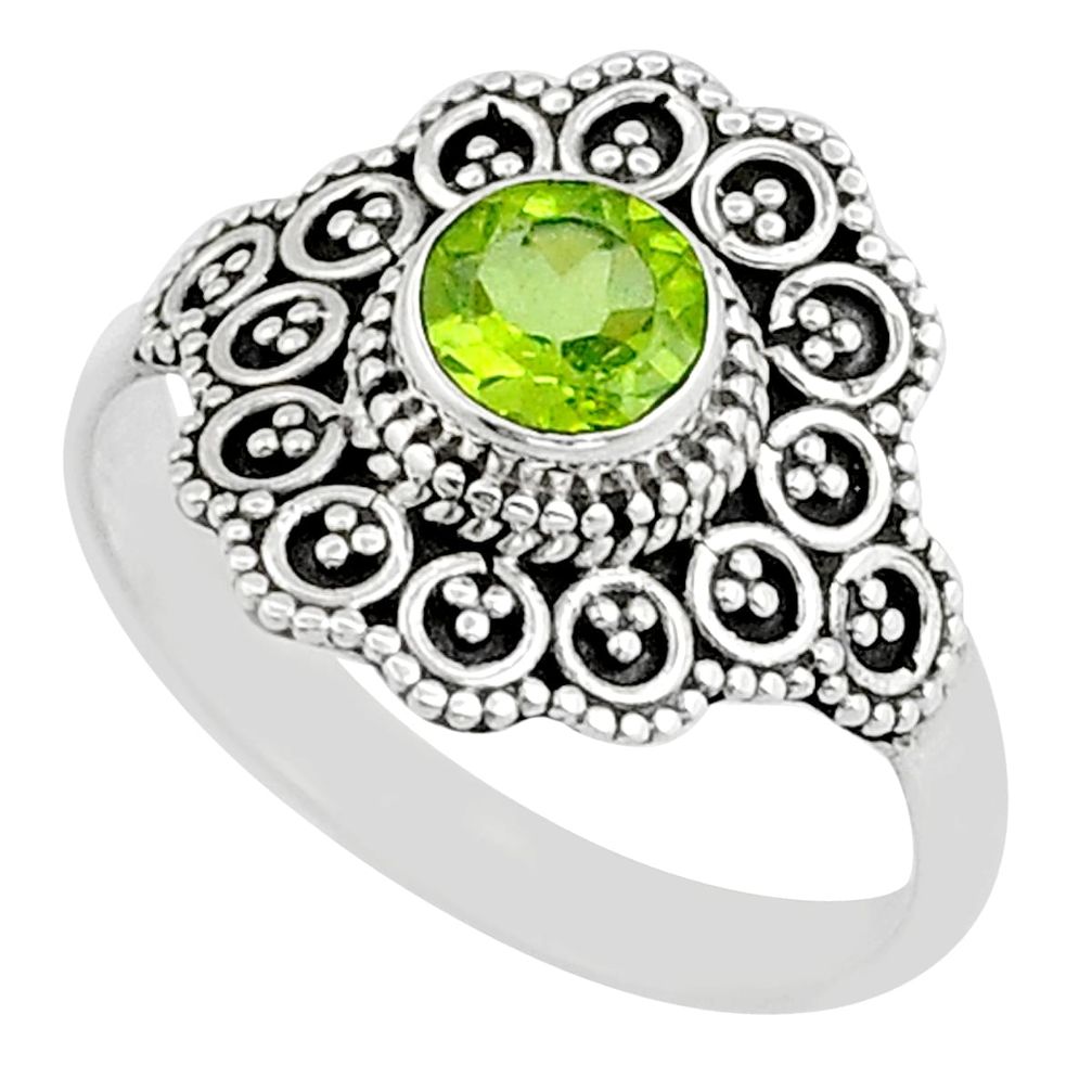 925 silver 1.10cts solitaire natural green peridot round ring size 9.5 u87840