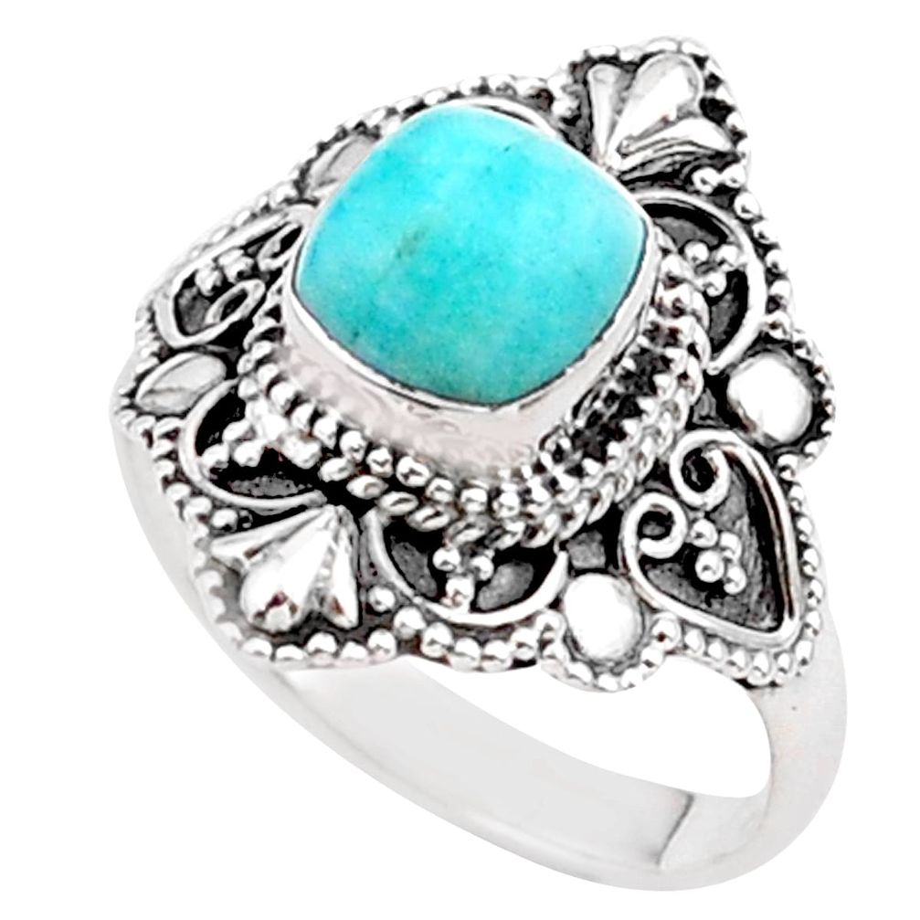 925 silver 2.39cts solitaire natural green peruvian amazonite ring size 7 t27113