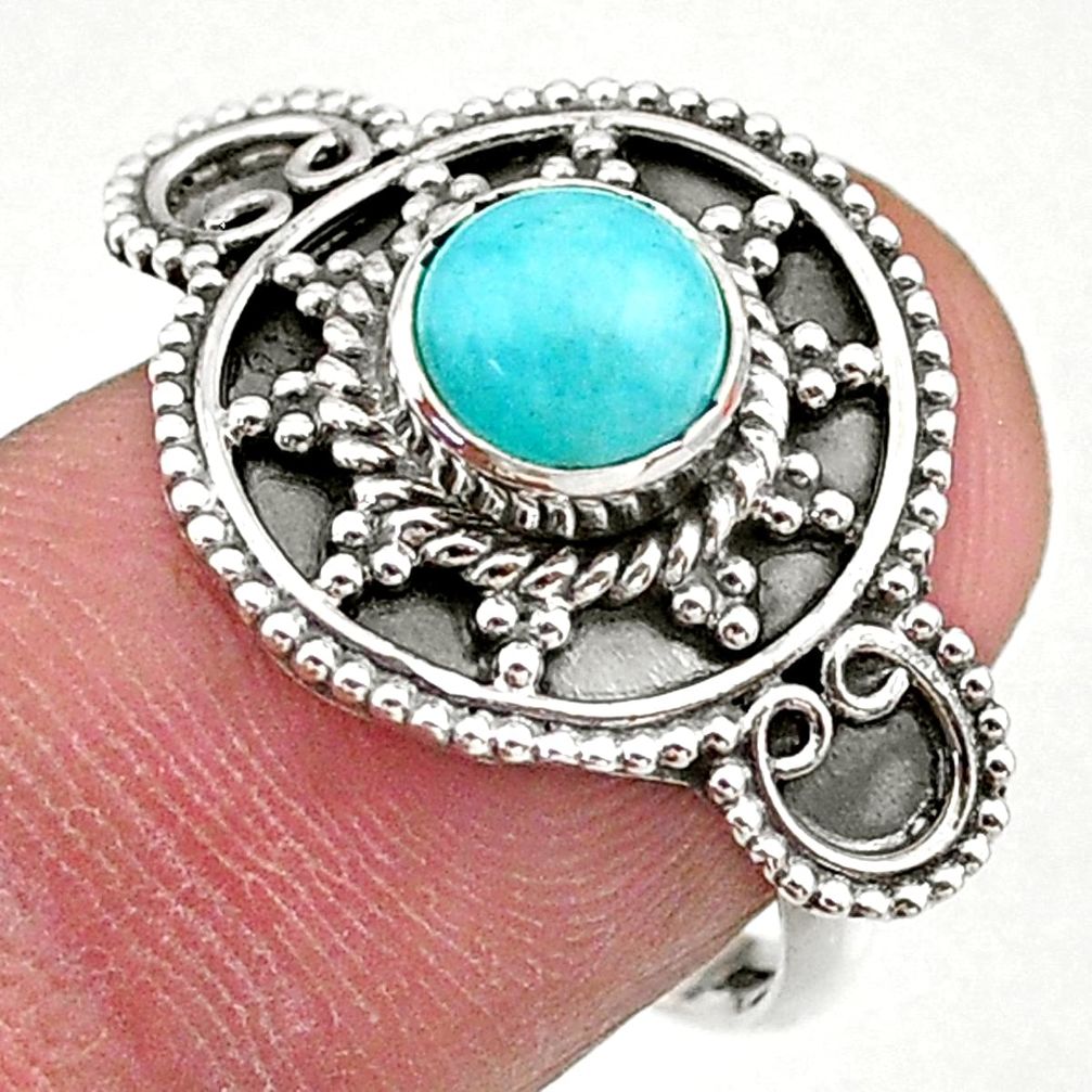 925 silver 1.15cts solitaire natural green peruvian amazonite ring size 7 t27364