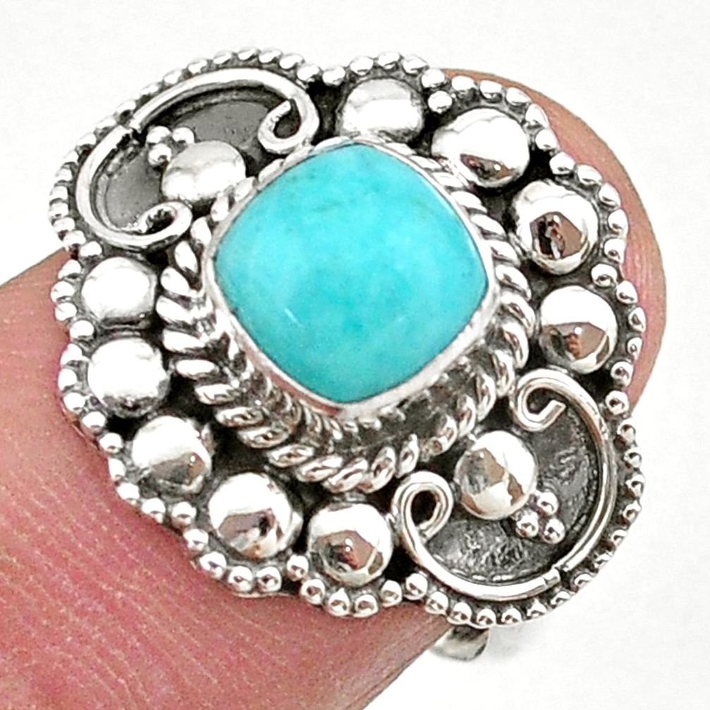 925 silver 2.69cts solitaire natural green peruvian amazonite ring size 7 t27400