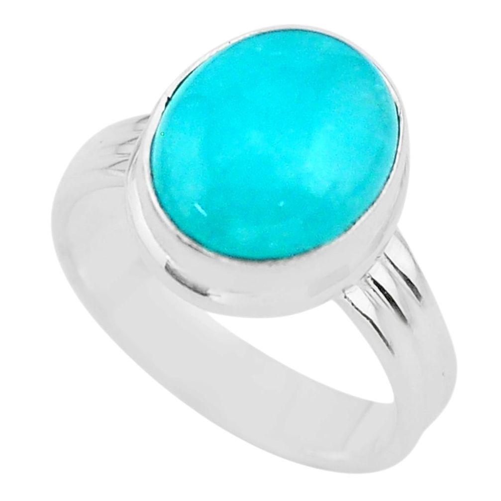 925 silver 5.11cts solitaire natural green peruvian amazonite ring size 7 t29071