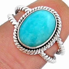 925 silver 4.94cts solitaire natural green peruvian amazonite ring size 7 u90644