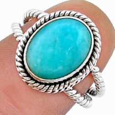 925 silver 5.13cts solitaire natural green peruvian amazonite ring size 7 u90647