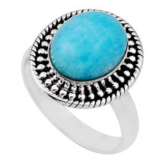 925 silver 5.08cts solitaire natural green peruvian amazonite ring size 8 n31123