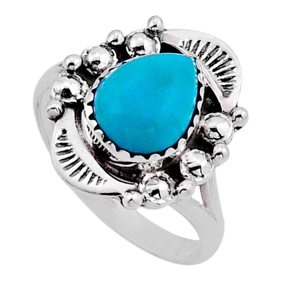 925 silver 2.52cts solitaire natural green peruvian amazonite ring size 8 n50036