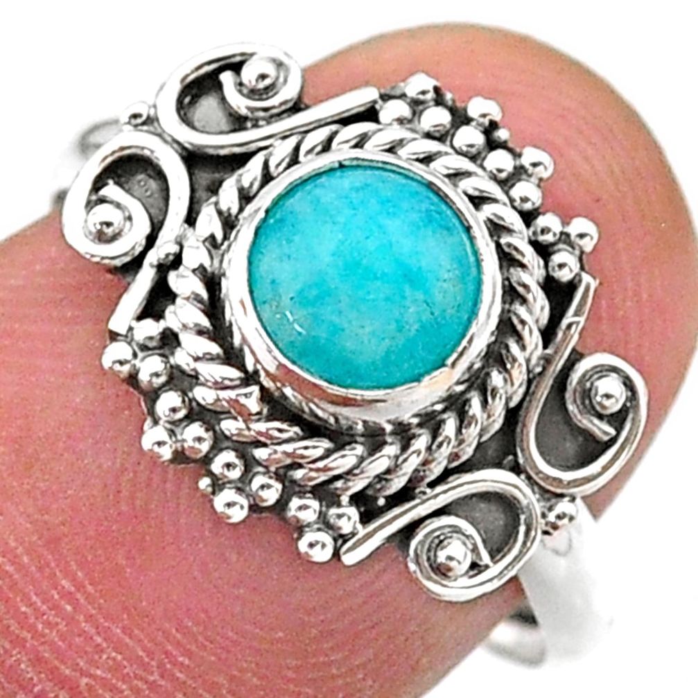 925 silver 0.91cts solitaire natural green peruvian amazonite ring size 8 t27489