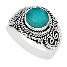 925 silver 3.21cts solitaire natural green peruvian amazonite ring size 8 y75247
