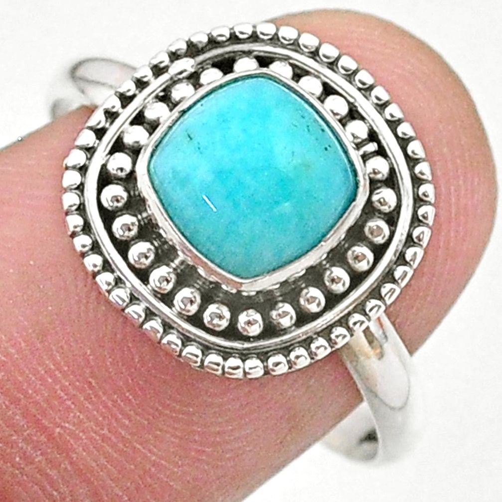925 silver 2.30cts solitaire natural green peruvian amazonite ring size 9 t27388