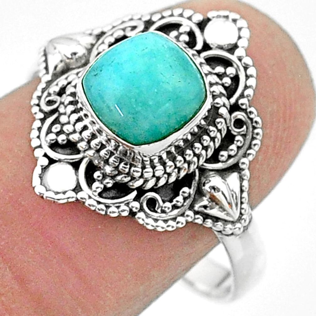 925 silver 1.14cts solitaire natural green peruvian amazonite ring size 9 t30709