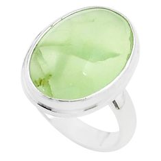 925 silver 9.65cts solitaire natural green prehnite oval ring size 5.5 u47686