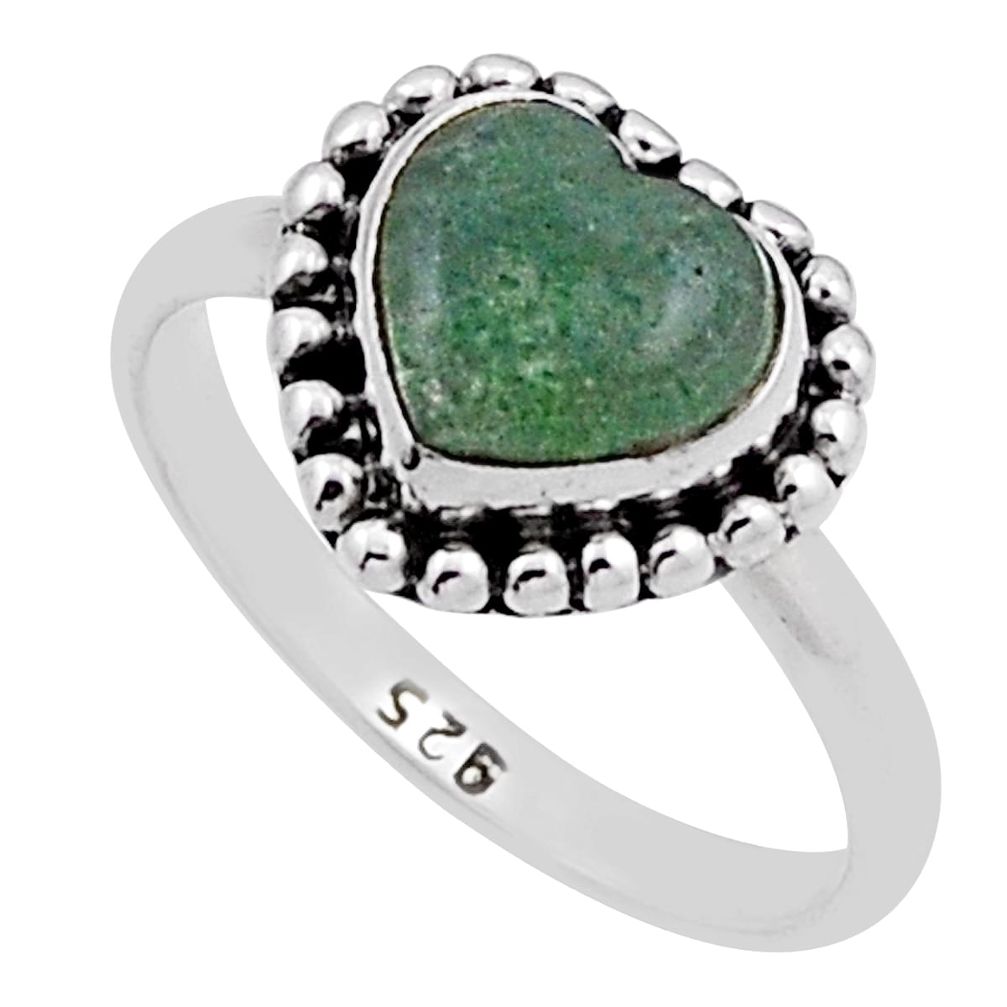 925 silver 2.90cts solitaire natural green ruby zoisite heart ring size 6 n18087