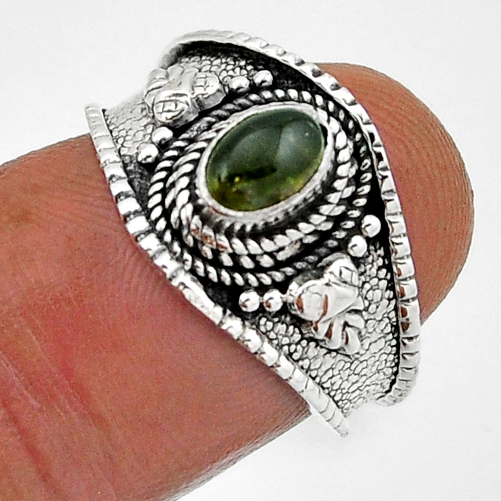925 silver 1.09cts solitaire natural green tourmaline oval ring size 6 n42934