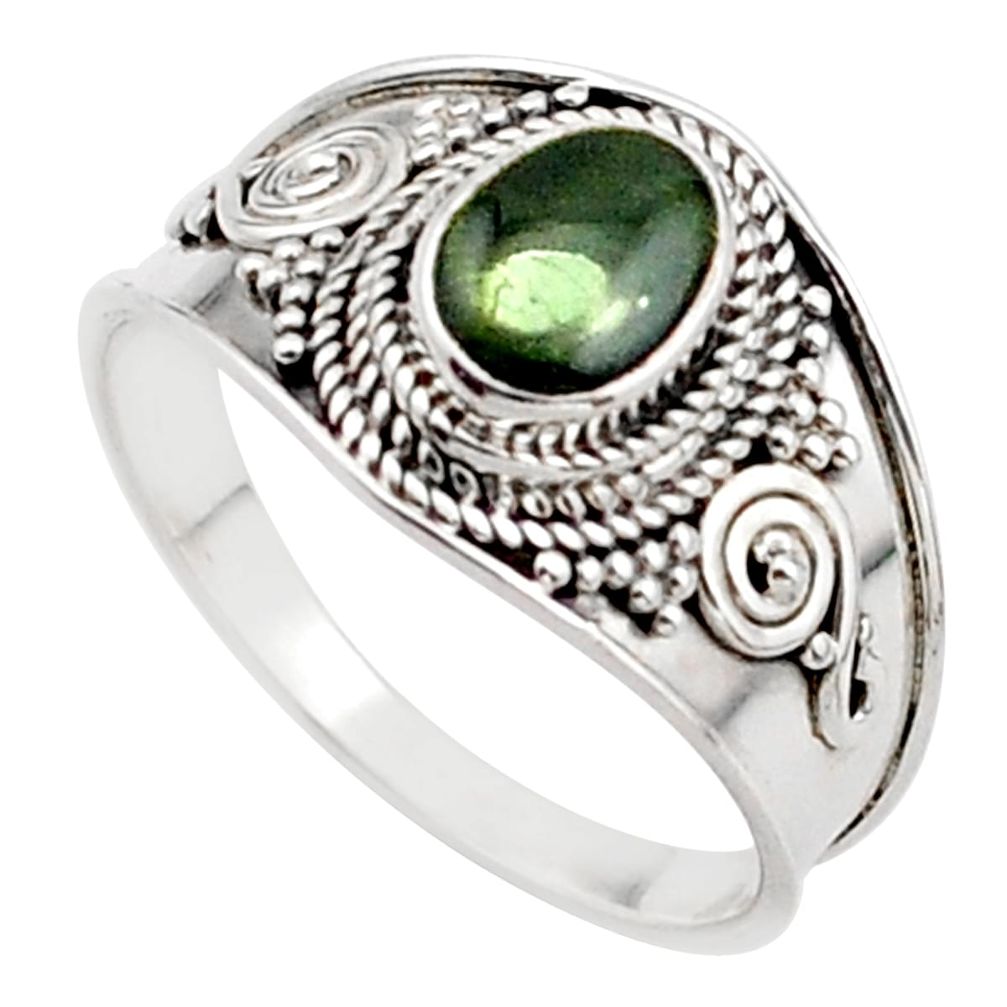 925 silver 1.55cts solitaire natural green tourmaline oval ring size 9 t63030