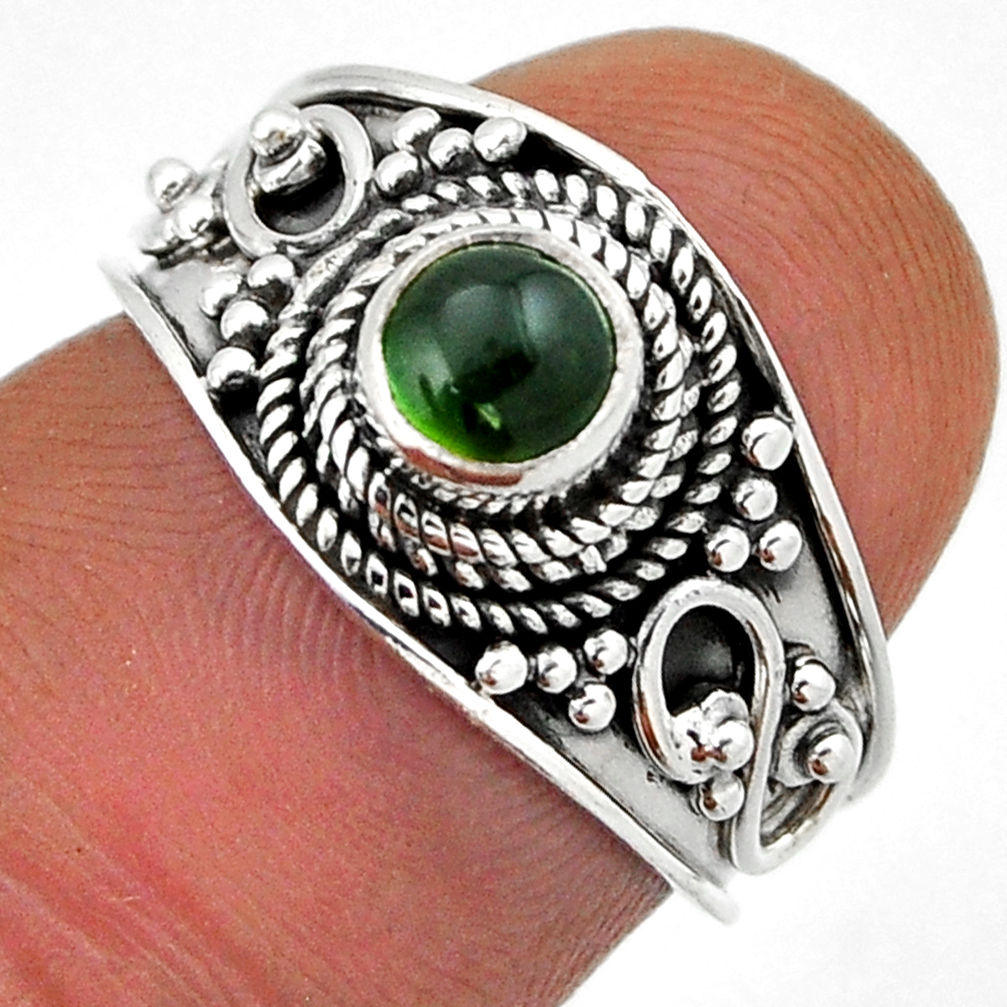 925 silver 0.80cts solitaire natural green tourmaline round ring size 6 n42925