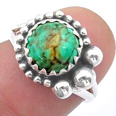 925 silver 4.82cts solitaire natural green turquoise tibetan ring size 6 u60939