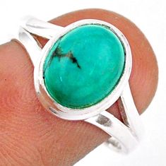925 silver 4.51cts solitaire natural green turquoise tibetan ring size 7 t95963