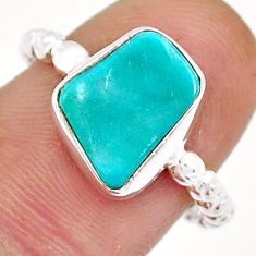 925 silver 3.18cts solitaire natural green turquoise tibetan ring size 8 y4251