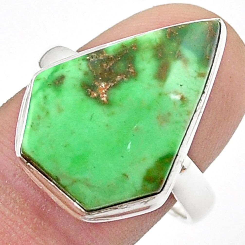 925 silver 13.40cts solitaire natural green variscite fancy ring size 9 u47590