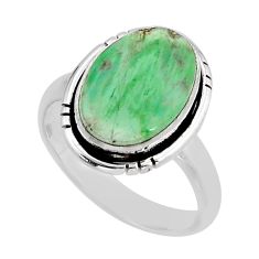 925 silver 6.32cts solitaire natural green variscite oval ring size 8 y64679