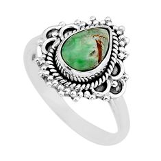 925 silver 2.53cts solitaire natural green variscite pear ring size 8.5 y69494