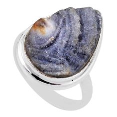925 silver 16.93cts solitaire natural grey desert druzy pear ring size 10 n30771