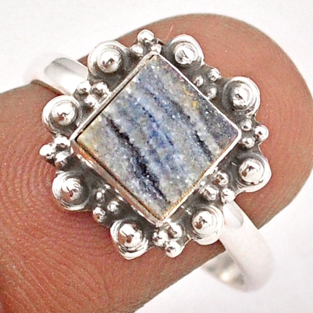 925 silver 2.62cts solitaire natural grey desert druzy ring size 8.5 t87852