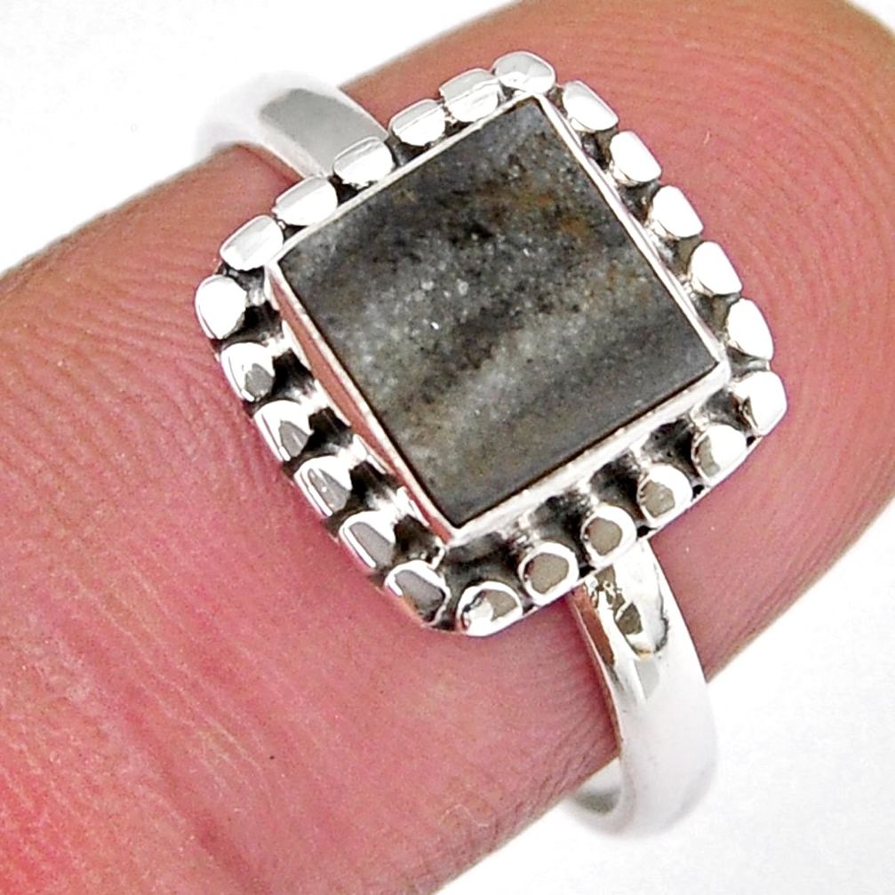 925 silver 2.53cts solitaire natural grey desert druzy ring size 7.5 y39219