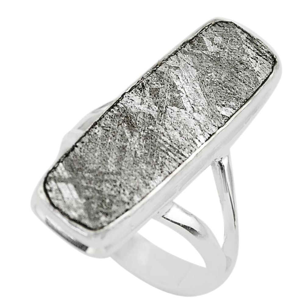 925 silver 11.25cts solitaire natural grey meteorite gibeon ring size 6 t29178