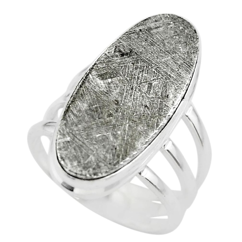 925 silver 17.18cts solitaire natural grey meteorite gibeon ring size 7 t29164