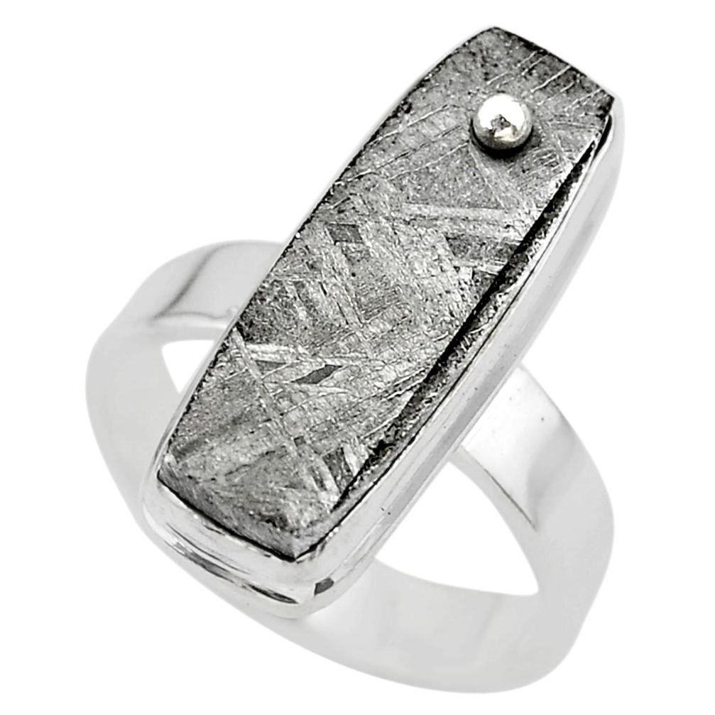 925 silver 17.73cts solitaire natural grey meteorite gibeon ring size 7 t29175