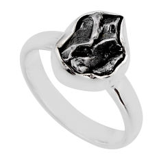 925 silver 6.27cts solitaire natural grey meteorite gibeon ring size 7 y85005