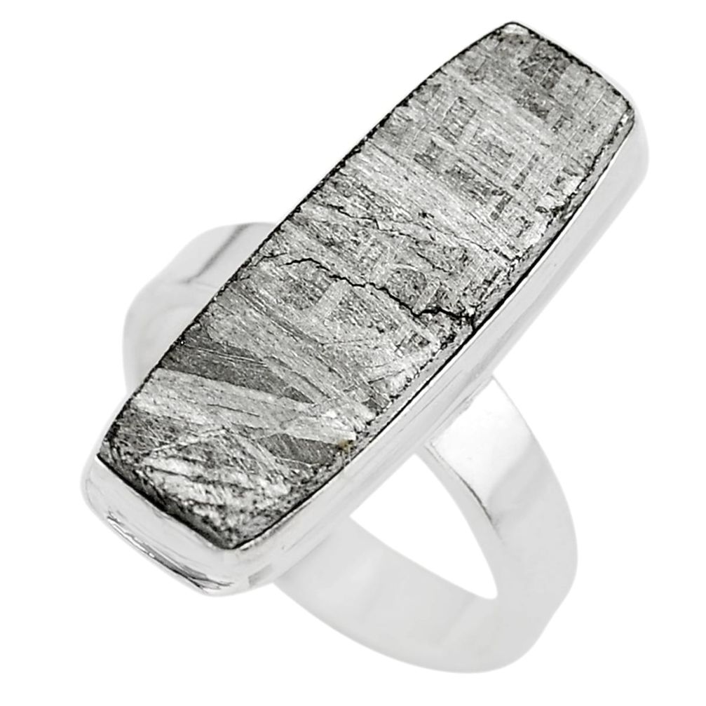 925 silver 19.48cts solitaire natural grey meteorite gibeon ring size 8 t29168