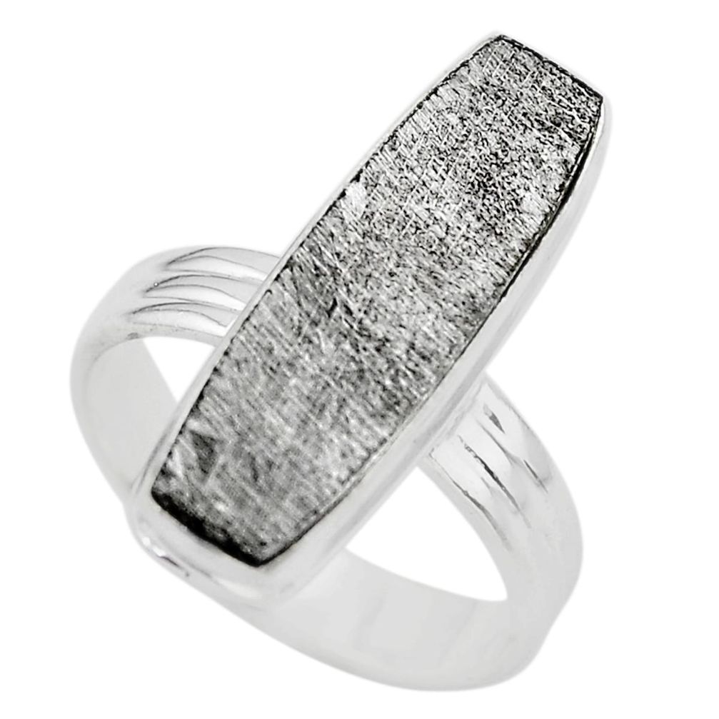 925 silver 16.17cts solitaire natural grey meteorite gibeon ring size 8.5 t29166
