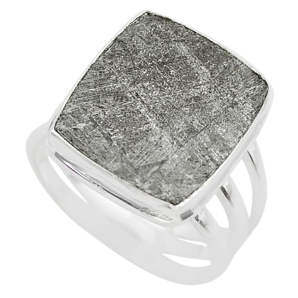 925 silver 12.96cts solitaire natural grey meteorite gibeon ring size 7.5 t29195