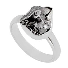 925 silver 7.11cts solitaire natural grey meteorite gibeon ring size 6.5 y85017