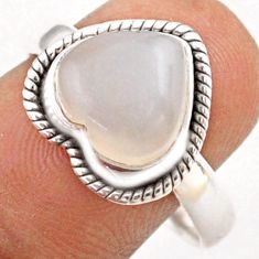 Valentine Gift 925 silver 5.09cts solitaire natural grey moonstone heart ring size 8.5 t80710