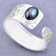 925 silver 1.45cts solitaire natural hematite oval adjustable ring size 8 t47307