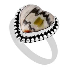 925 silver 6.47cts solitaire natural imperial jasper heart ring size 8.5 n30095