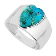 925 silver 4.84cts solitaire natural kingman turquoise heart ring size 8 y80976
