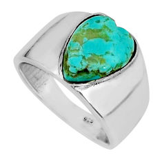 925 silver 4.66cts solitaire natural kingman turquoise heart ring size 8 y80979
