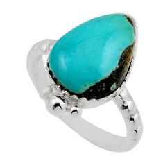 925 silver 9.47cts solitaire natural  turquoise pear ring size 8.5 y88564
