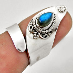 925 silver 1.91cts solitaire natural labradorite adjustable ring size 5.5 n35469
