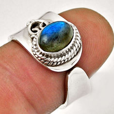 925 silver 2.21cts solitaire natural labradorite adjustable ring size 6 n35477